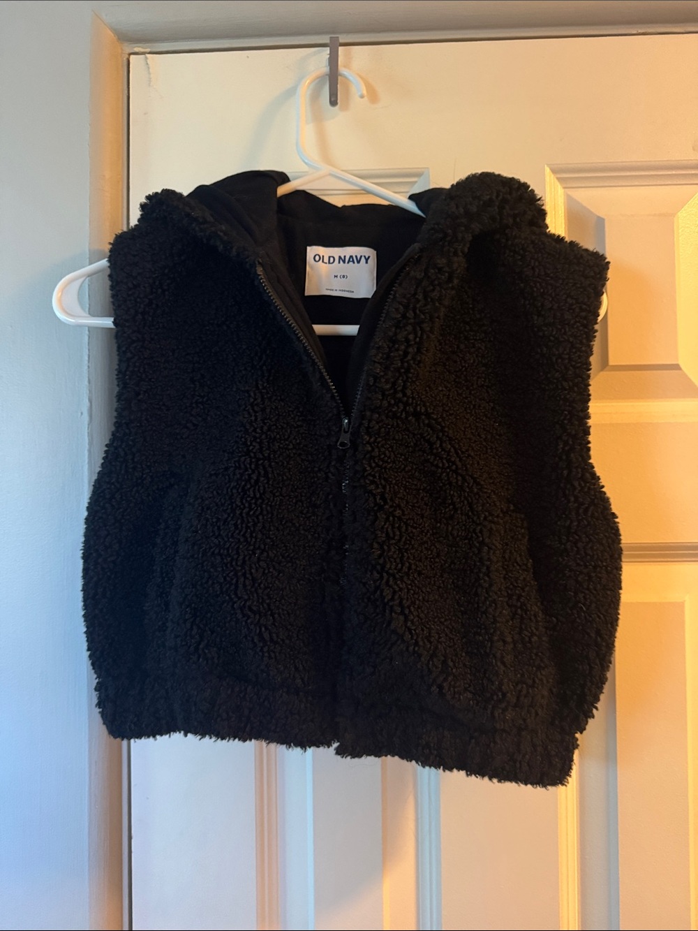 Old Navy Black Sherpa Hooded Vest for Kids